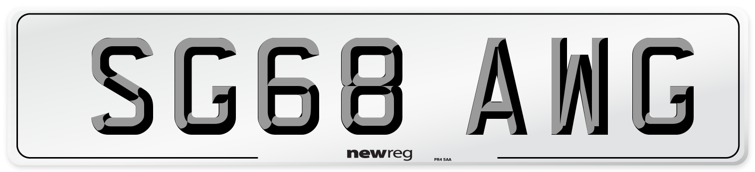 SG68 AWG Number Plate from New Reg